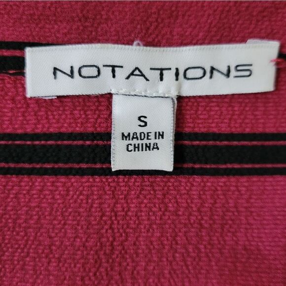 Notations Women's Red with Black Stripe Zip Front Long Sleeve Blouse - Picture 3 of 13
